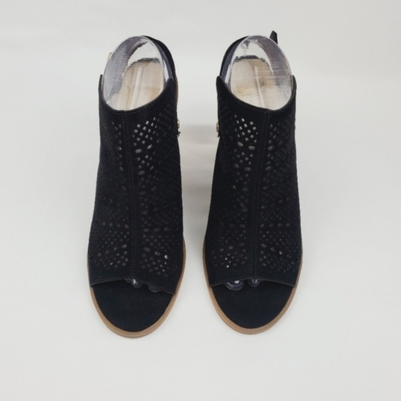 DV black chunky heel open toe ankle bootie size 9 - Picture 3 of 6